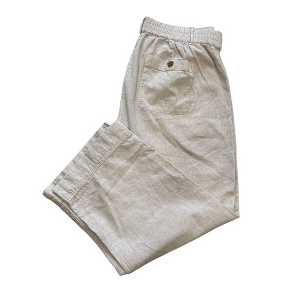 Talbots Womens Linen-Blend Capri Pants Size 12 Beige Pockets Beachy Lightweight - Picture 4 of 6